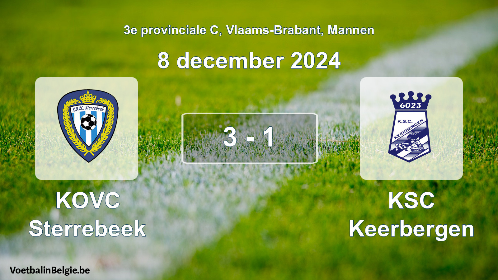 Gespeelde wedstrijd mannenvoetbal: KOVC Sterrebeek - KSC Keerbergen 3 - 1 (8 december 2024)
