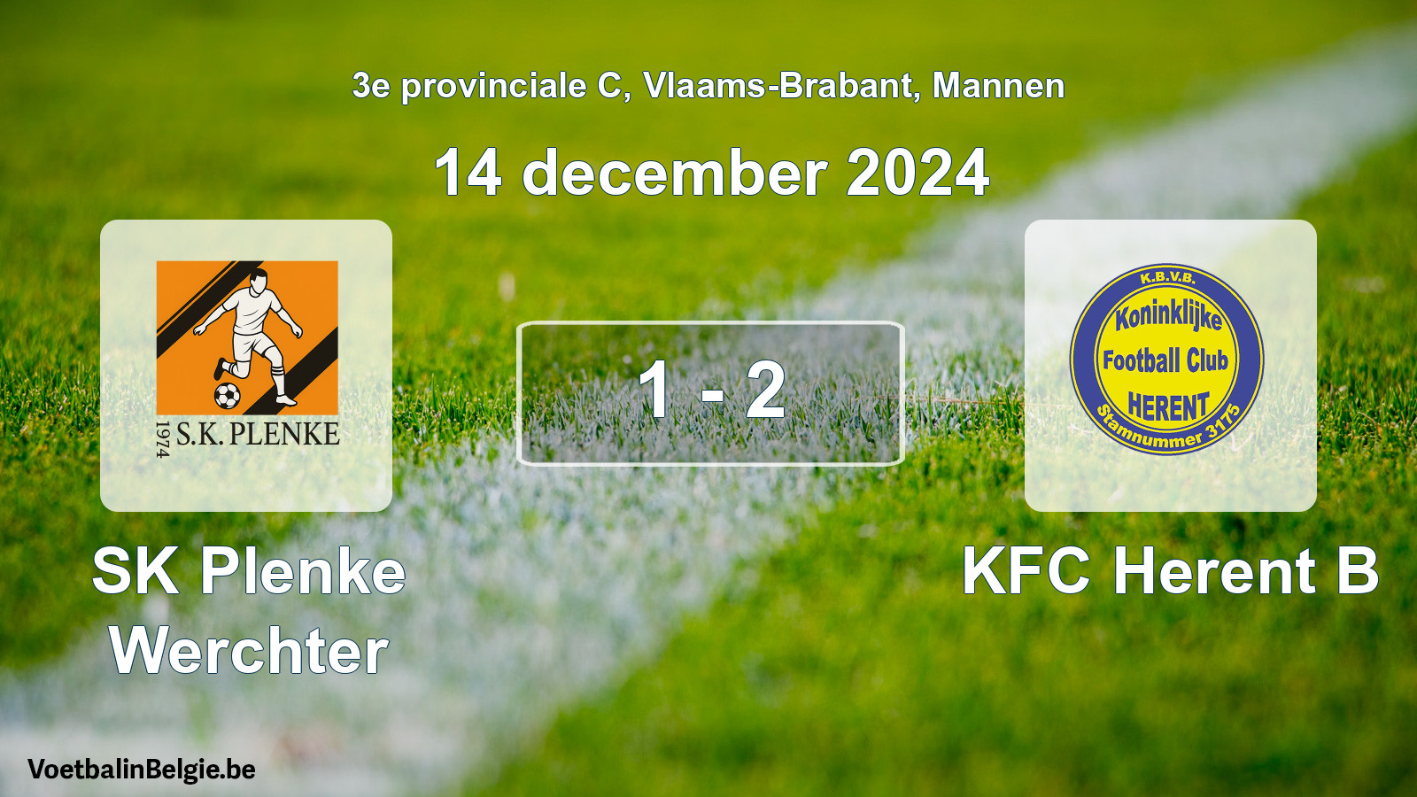Gespeelde wedstrijd mannenvoetbal: SK Plenke Werchter - KFC Herent B 1 - 2 (14 december 2024)