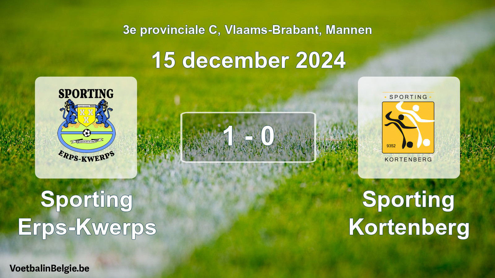 Gespeelde wedstrijd mannenvoetbal: Sporting Erps-Kwerps - Sporting Kortenberg 1 - 0 (15 december 2024)