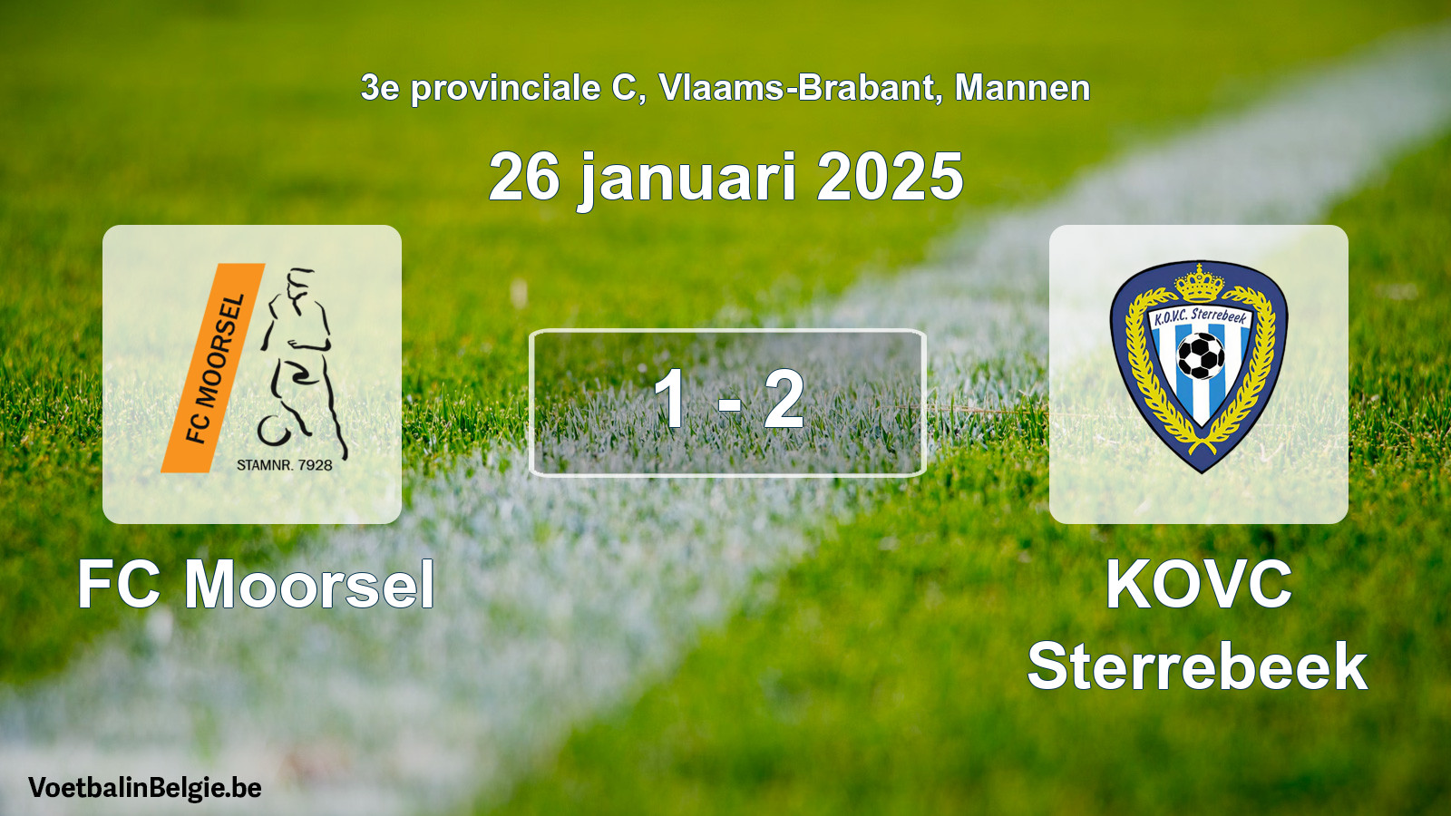 Gespeelde wedstrijd mannenvoetbal: FC Moorsel - KOVC Sterrebeek 1 - 2 (26 januari 2025)