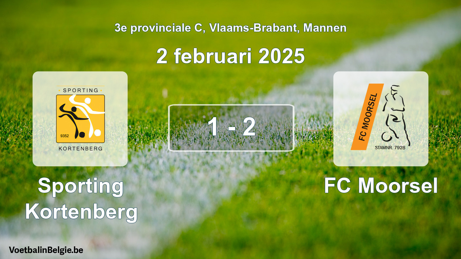 Gespeelde wedstrijd mannenvoetbal: Sporting Kortenberg - FC Moorsel 1 - 2 (2 februari 2025)