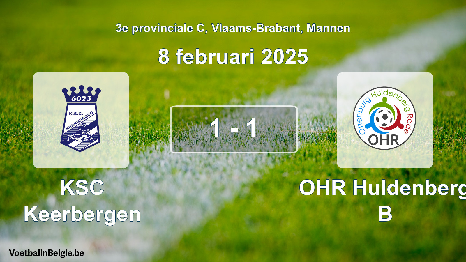 Gespeelde wedstrijd mannenvoetbal: KSC Keerbergen - OHR Huldenberg B 1 - 1 (8 februari 2025)