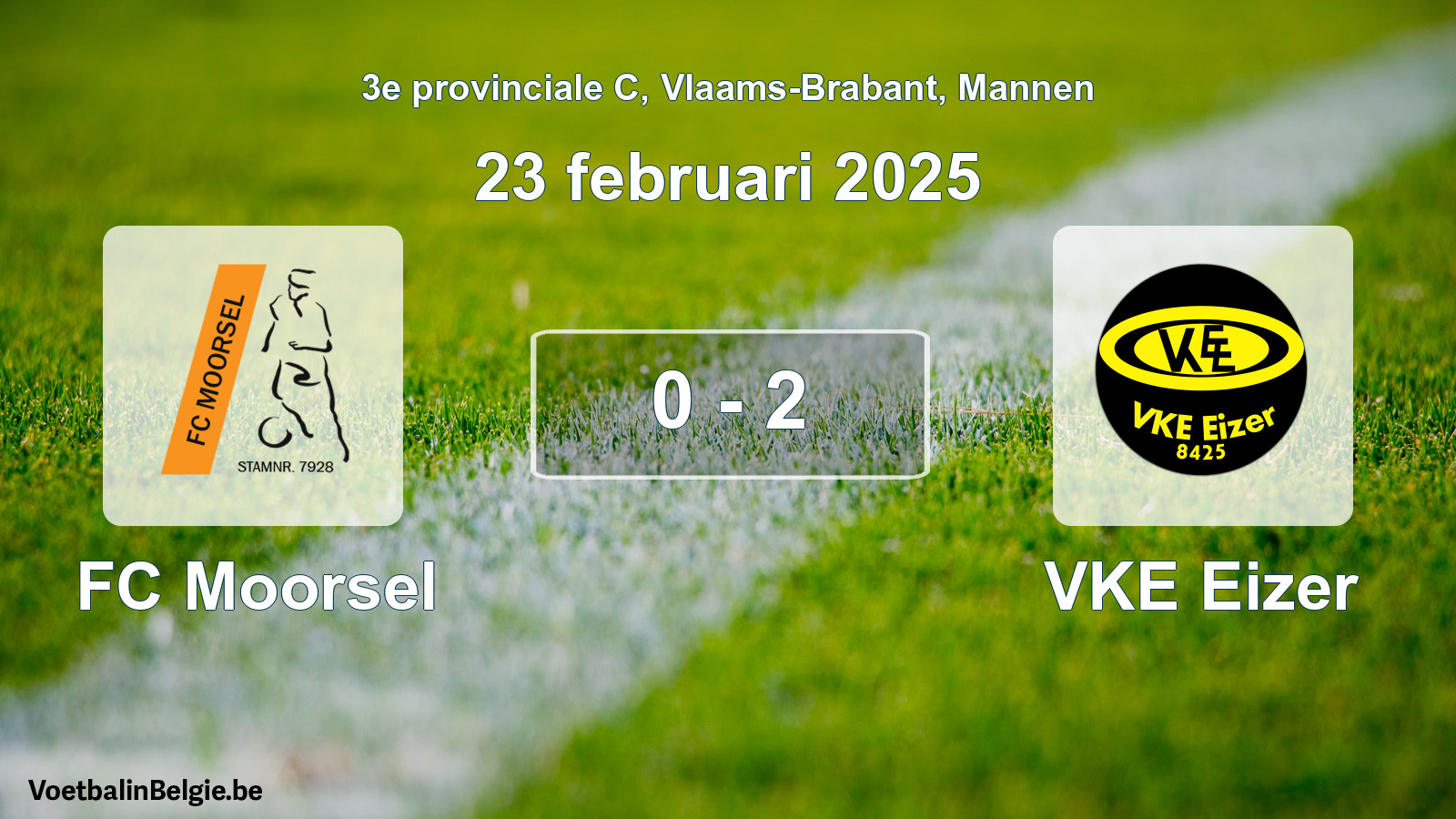 Gespeelde wedstrijd mannenvoetbal: FC Moorsel - VKE Eizer 0 - 2 (23 februari 2025)