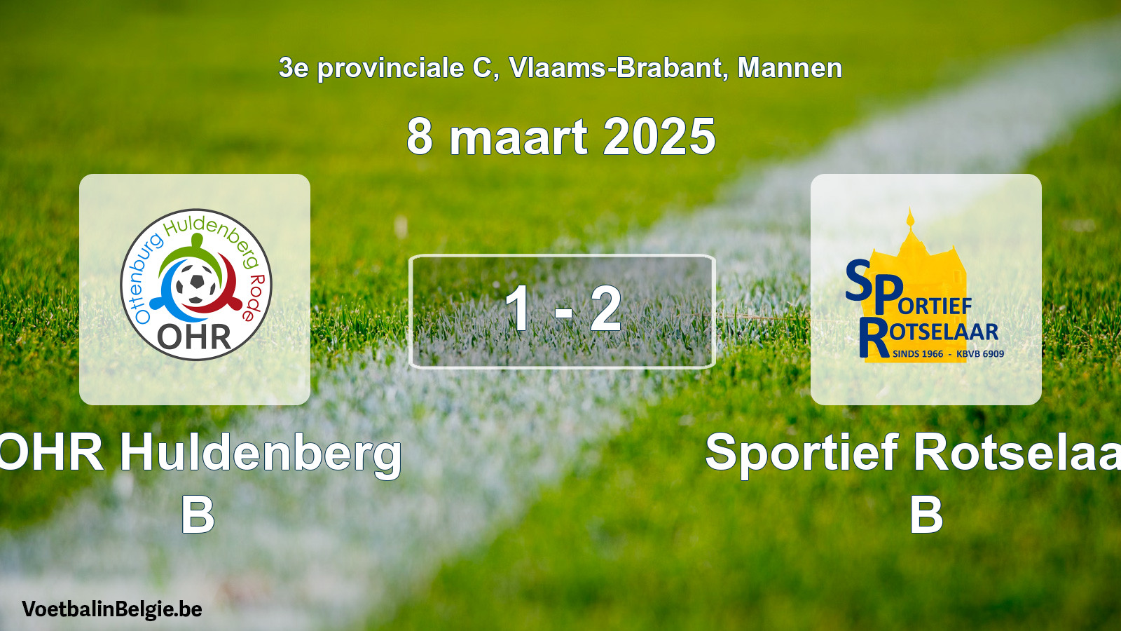 Gespeelde wedstrijd mannenvoetbal: OHR Huldenberg B - Sportief Rotselaar B 1 - 2 (8 maart 2025)