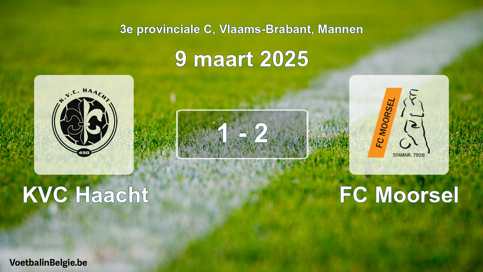 Gespeelde wedstrijd mannenvoetbal: KVC Haacht - FC Moorsel 1 - 2 (9 maart 2025)