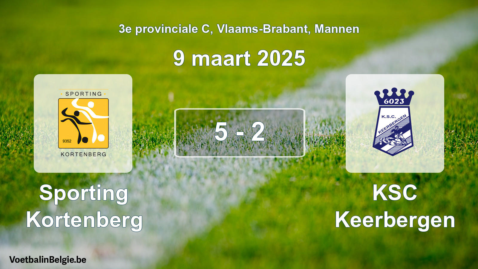 Gespeelde wedstrijd mannenvoetbal: Sporting Kortenberg - KSC Keerbergen 5 - 2 (9 maart 2025)