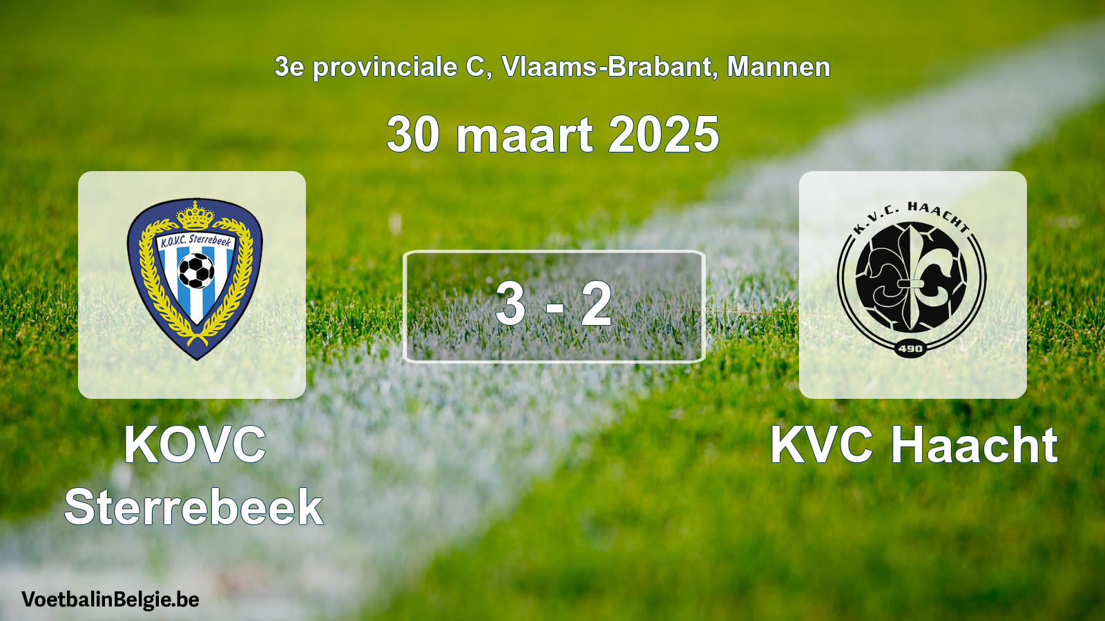 Gespeelde wedstrijd mannenvoetbal: KOVC Sterrebeek - KVC Haacht 3 - 2 (30 maart 2025)