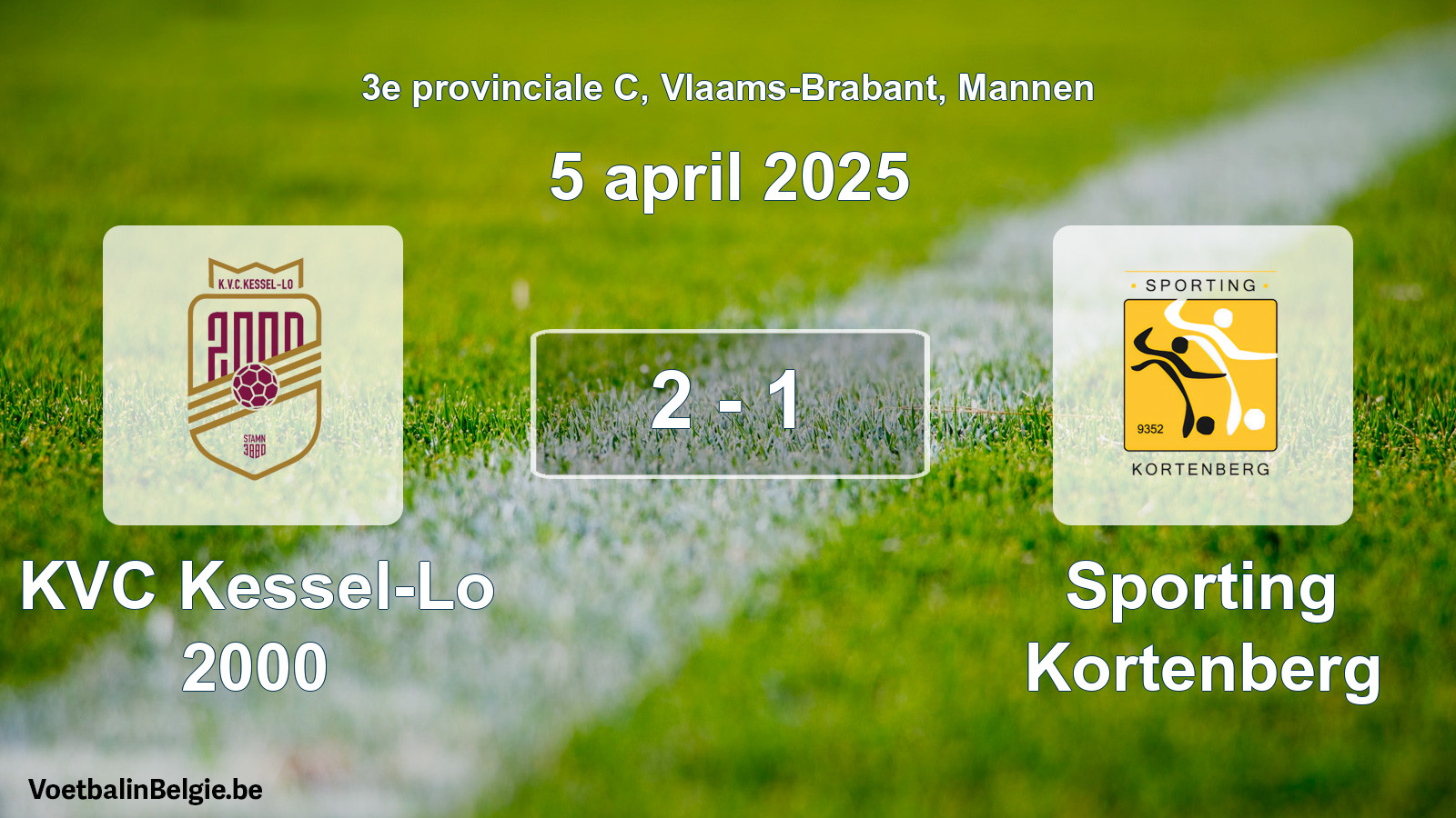 Gespeelde wedstrijd mannenvoetbal: KVC Kessel-Lo 2000 - Sporting Kortenberg 2 - 1 (5 april 2025)