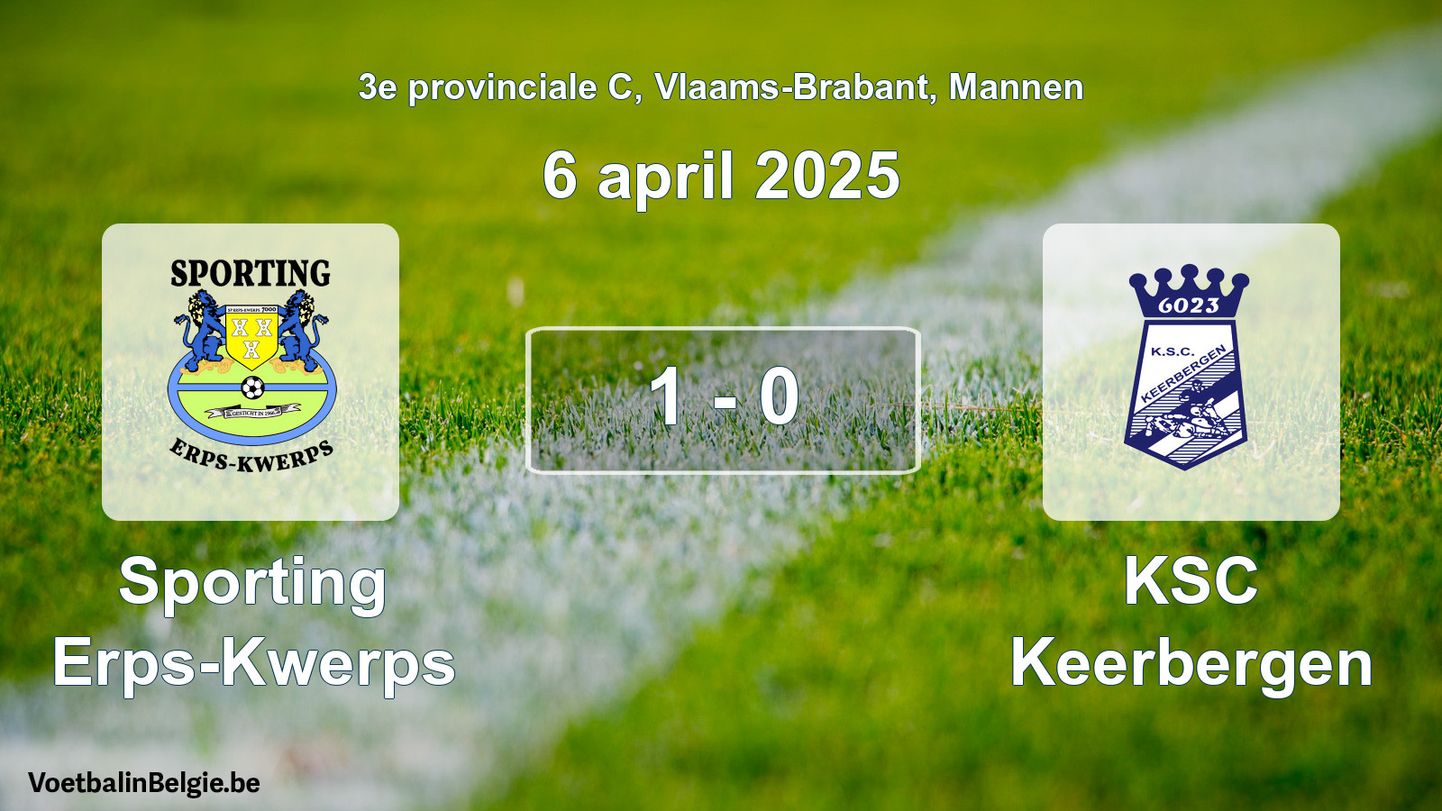 Gespeelde wedstrijd mannenvoetbal: Sporting Erps-Kwerps - KSC Keerbergen 1 - 0 (6 april 2025)