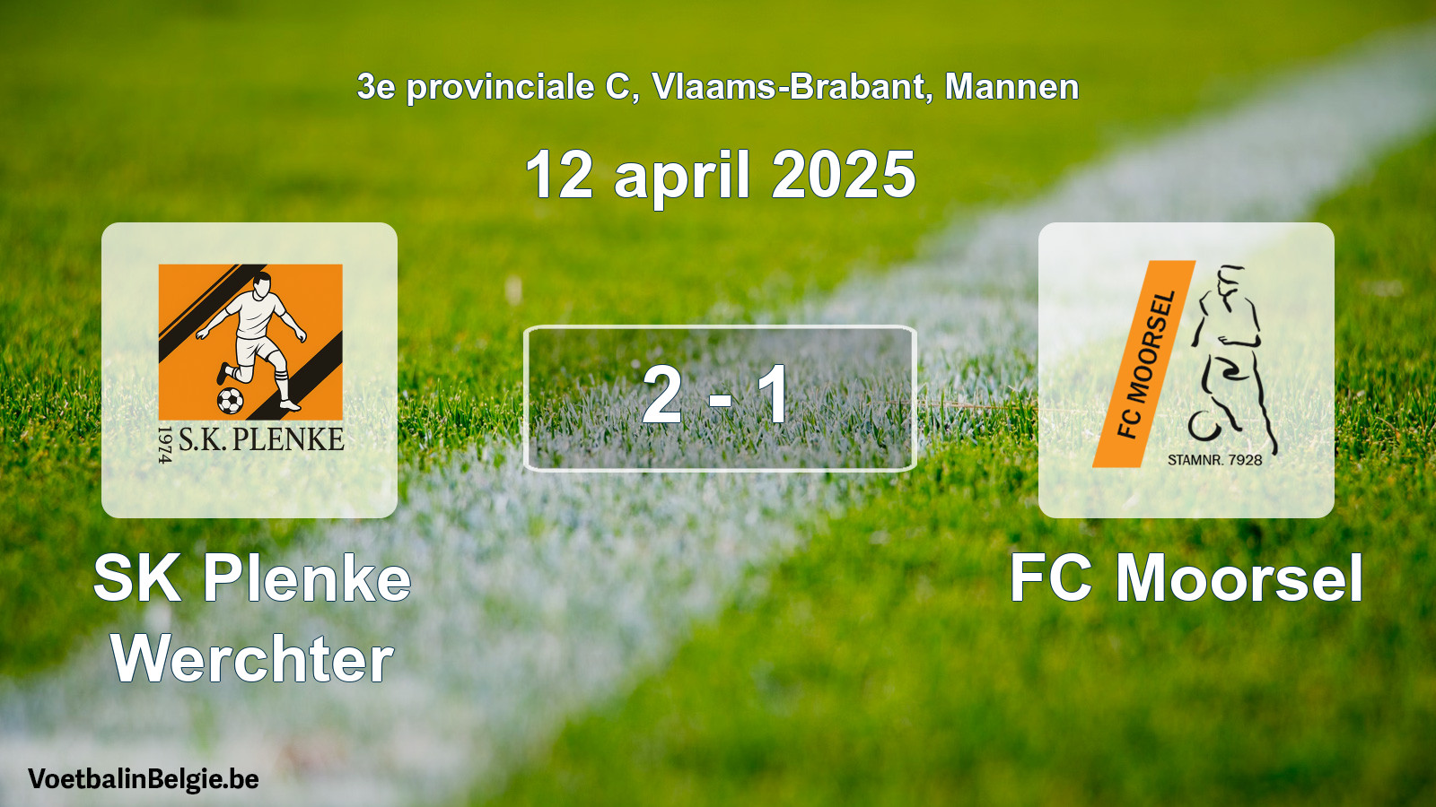 Gespeelde wedstrijd mannenvoetbal: SK Plenke Werchter - FC Moorsel 2 - 1 (12 april 2025)