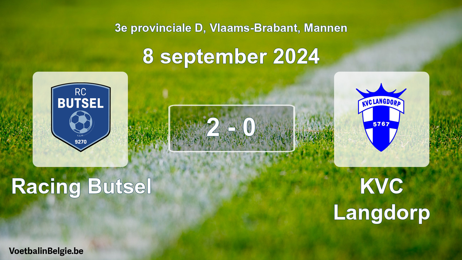 Match joué football hommes: Racing Butsel - KVC Langdorp 2 - 0 (8 septembre 2024)