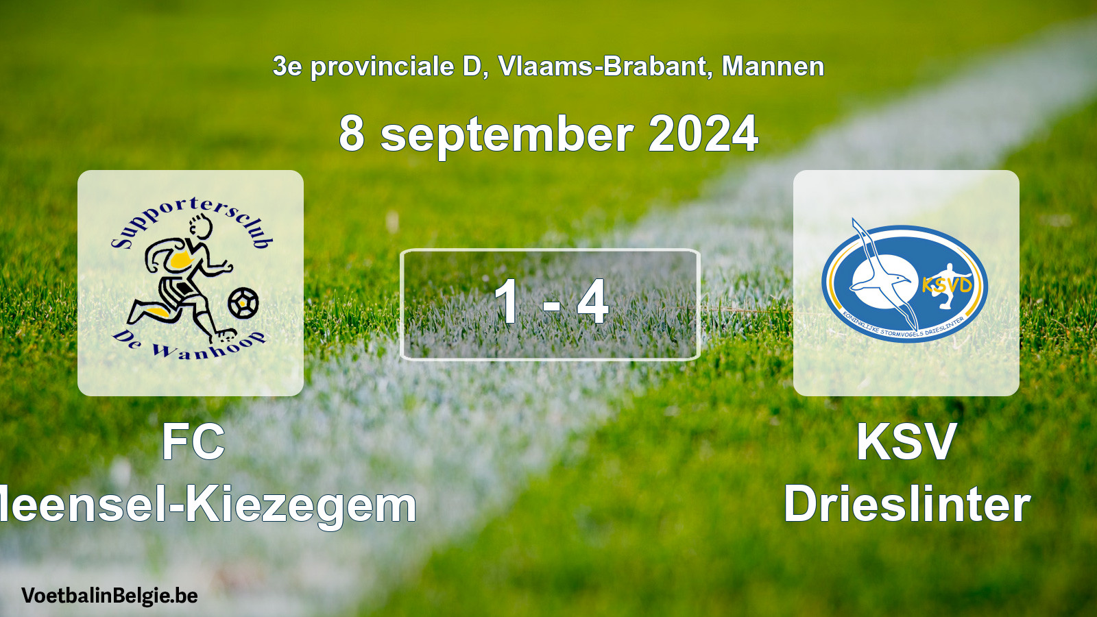 Gespeelde wedstrijd mannenvoetbal: FC Meensel-Kiezegem - KSV Drieslinter 1 - 4 (8 september 2024)