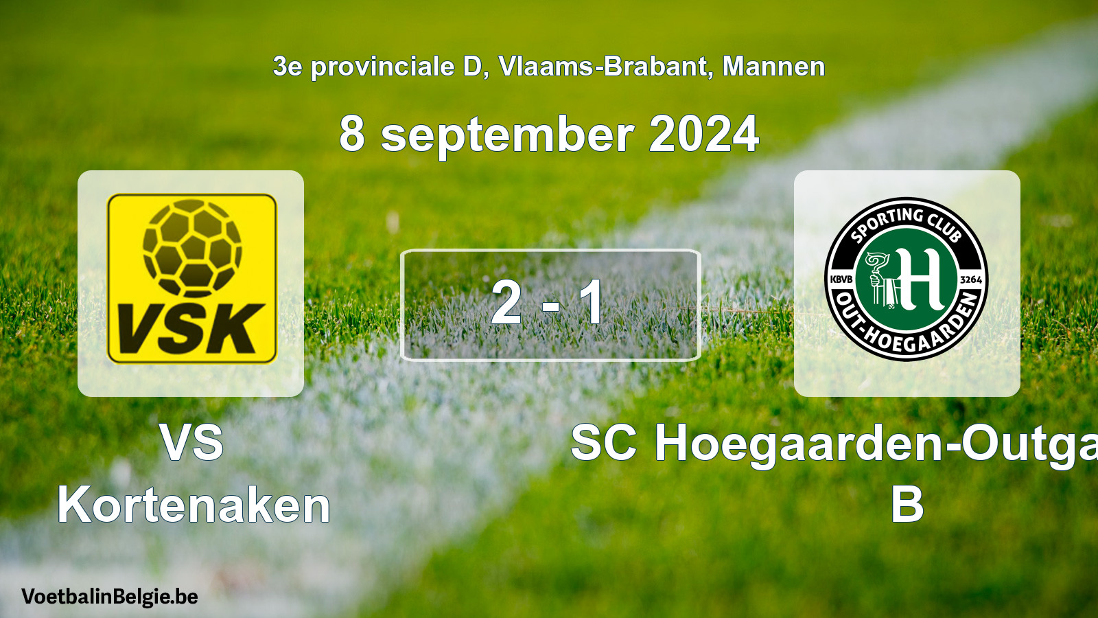 Gespieltes Spiel männer-Fußball: VS Kortenaken - SC Hoegaarden-Outgaarden B 2 - 1 (8 September 2024)