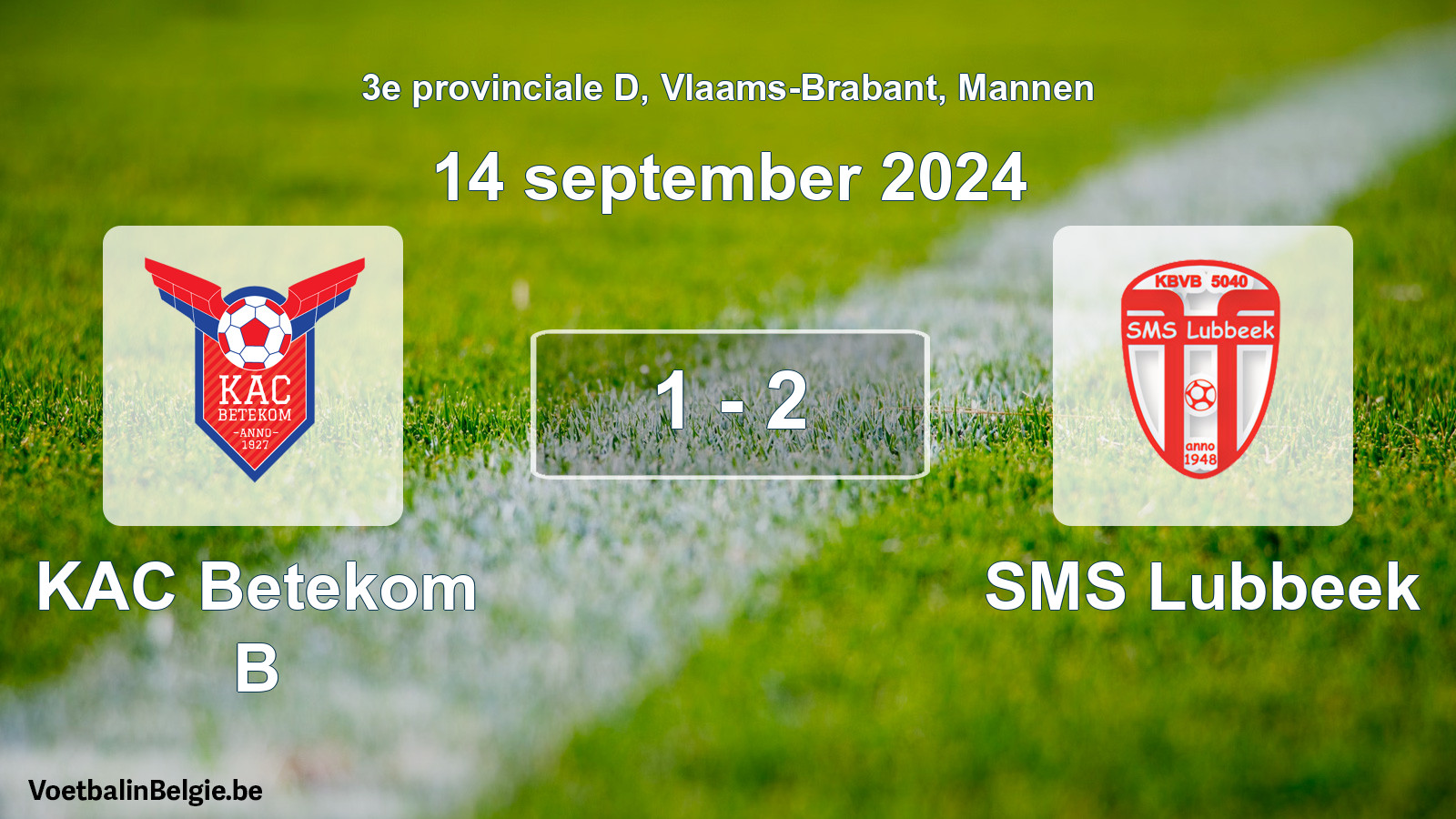 Gespeelde wedstrijd mannenvoetbal: KAC Betekom B - SMS Lubbeek 1 - 2 (14 september 2024)