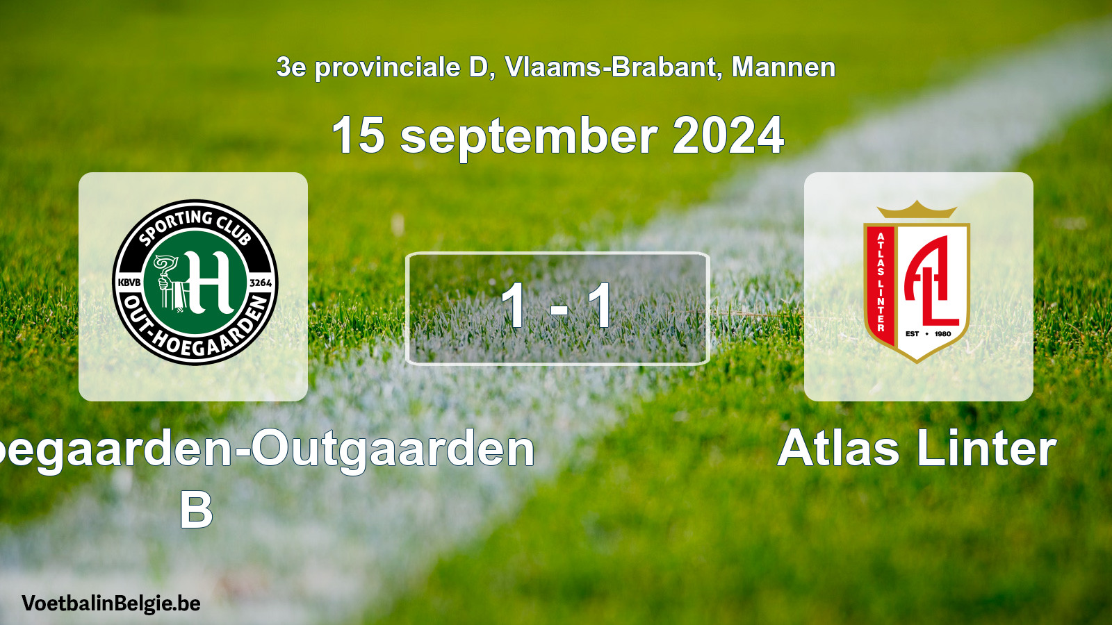 Gespeelde wedstrijd mannenvoetbal: SC Hoegaarden-Outgaarden B - Atlas Linter 1 - 1 (15 september 2024)
