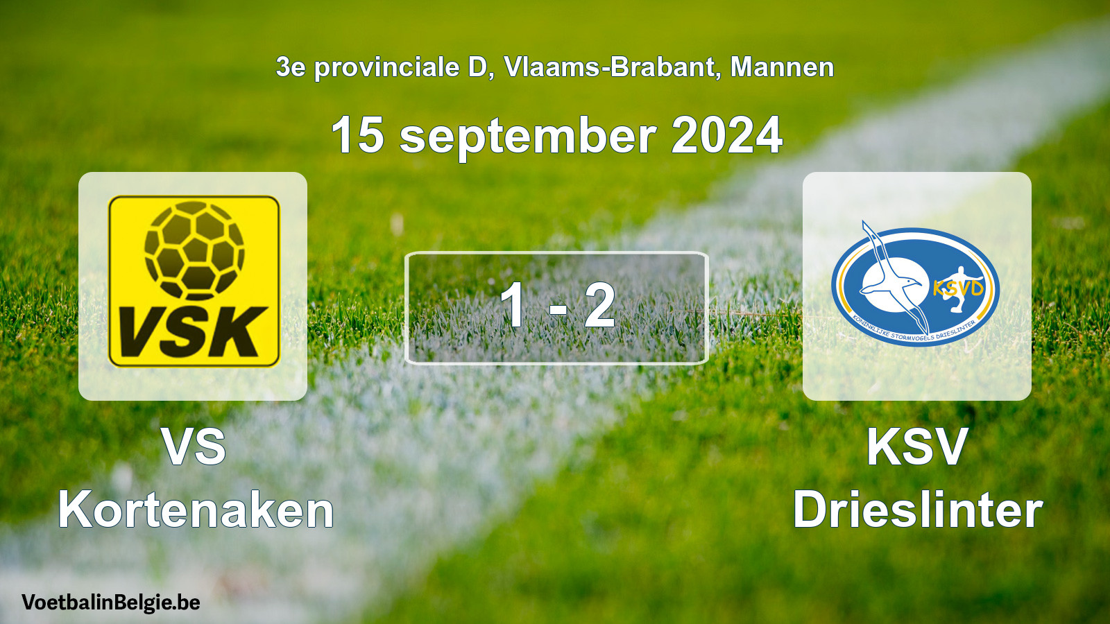 Gespeelde wedstrijd mannenvoetbal: VS Kortenaken - KSV Drieslinter 1 - 2 (15 september 2024)