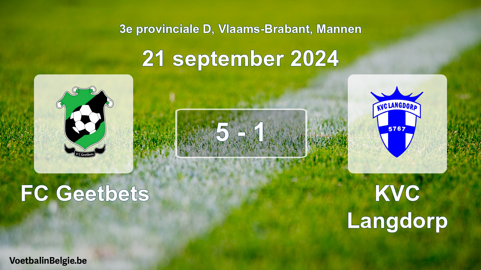 Gespeelde wedstrijd mannenvoetbal: FC Geetbets - KVC Langdorp 5 - 1 (21 september 2024)