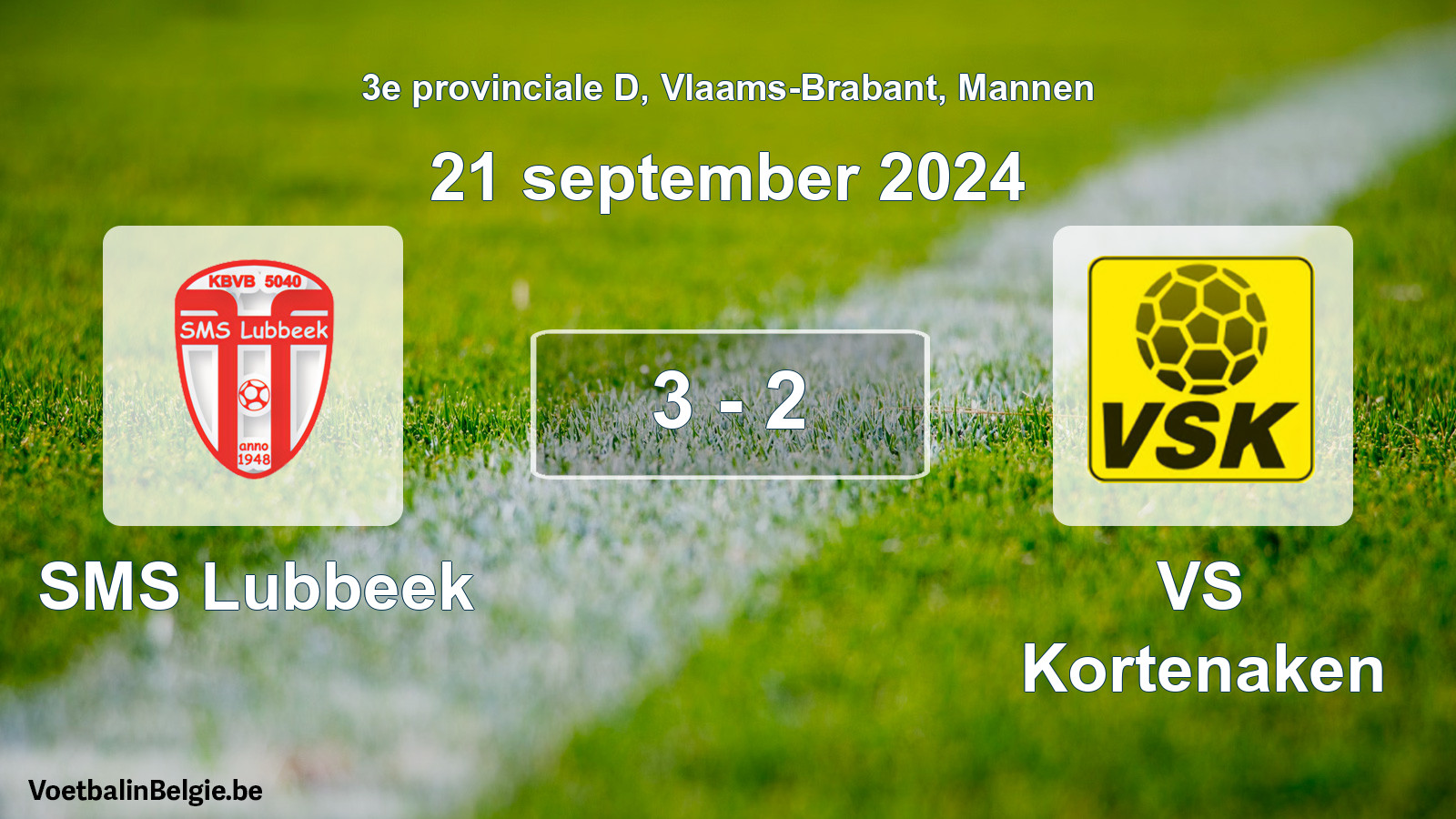 Gespeelde wedstrijd mannenvoetbal: SMS Lubbeek - VS Kortenaken 3 - 2 (21 september 2024)