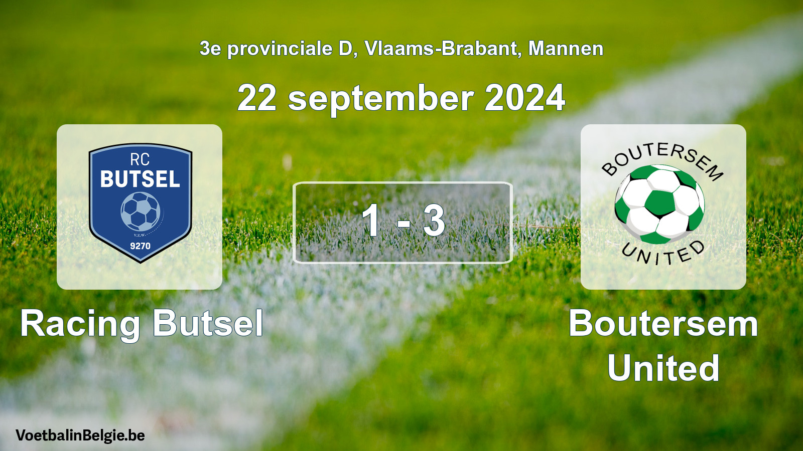 Gespeelde wedstrijd mannenvoetbal: Racing Butsel - Boutersem United 1 - 3 (22 september 2024)