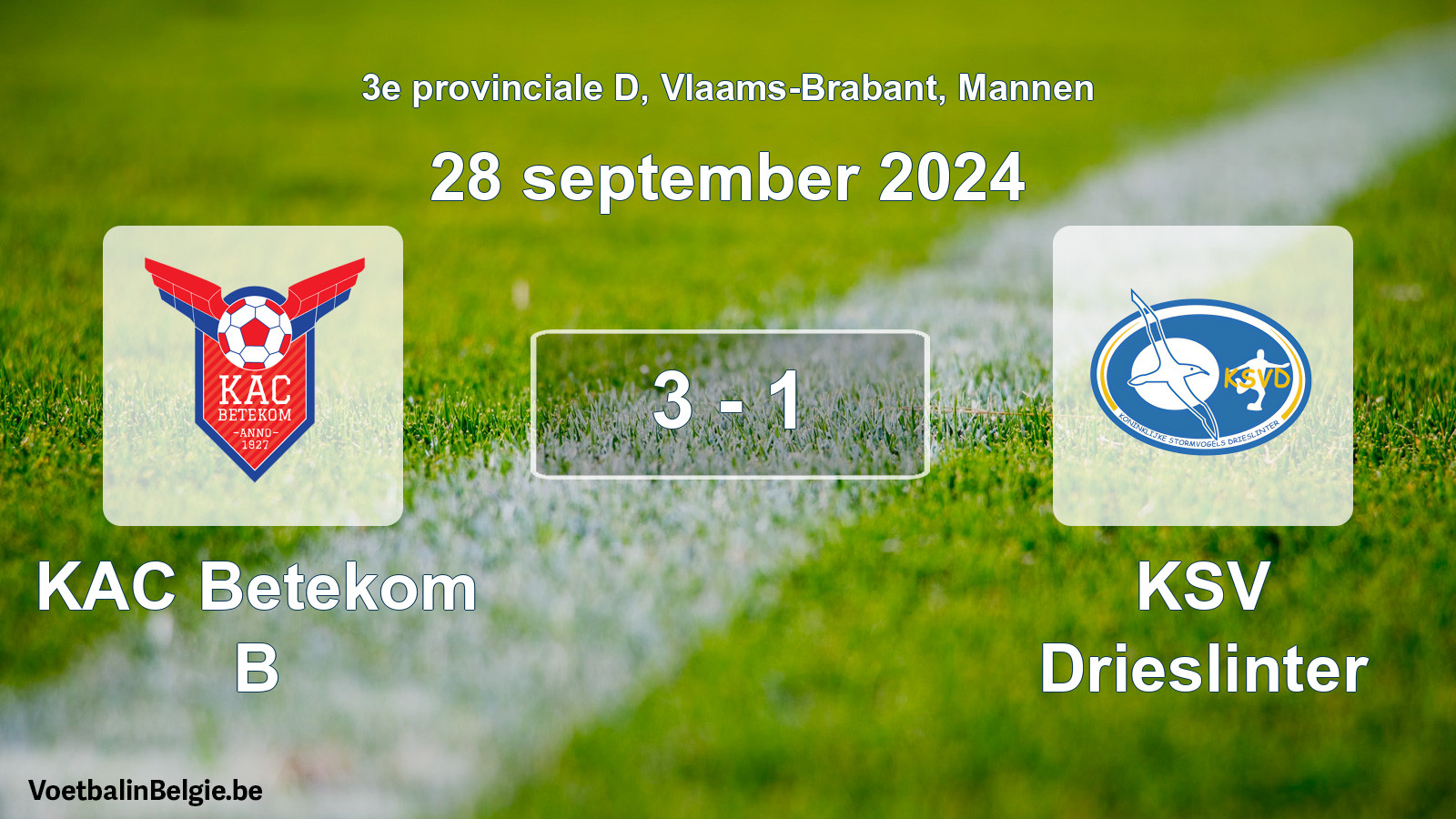 Gespieltes Spiel männer-Fußball: KAC Betekom B - KSV Drieslinter 3 - 1 (28 September 2024)