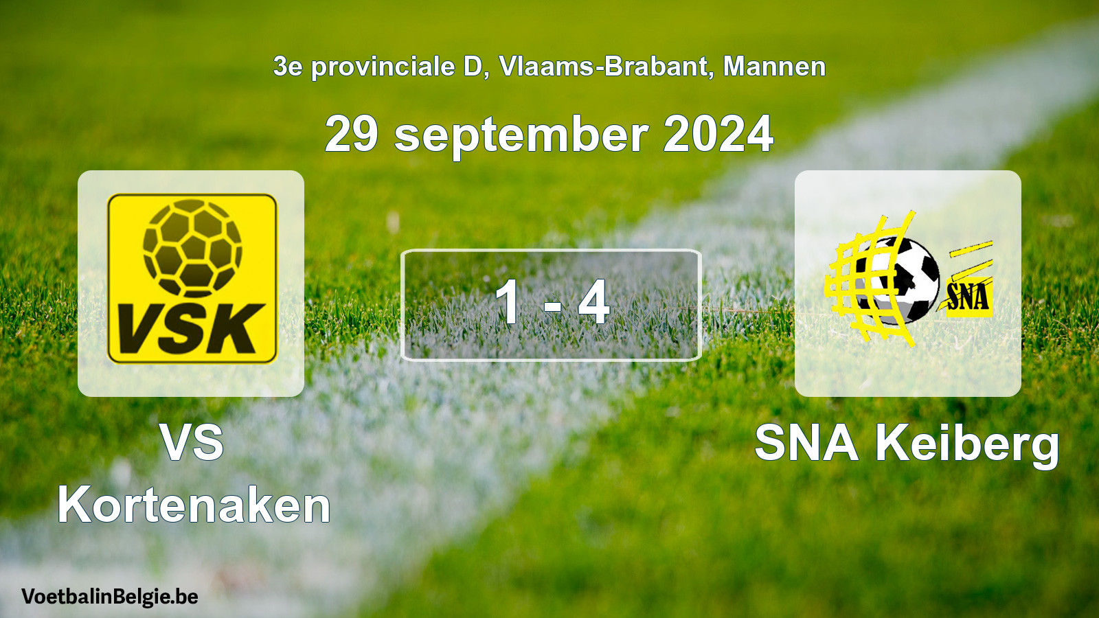 Gespeelde wedstrijd mannenvoetbal: VS Kortenaken - SNA Keiberg 1 - 4 (29 september 2024)