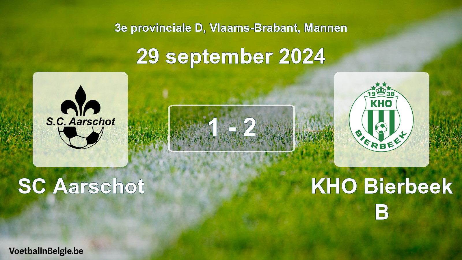 Gespeelde wedstrijd mannenvoetbal: SC Aarschot - KHO Bierbeek B 1 - 2 (29 september 2024)