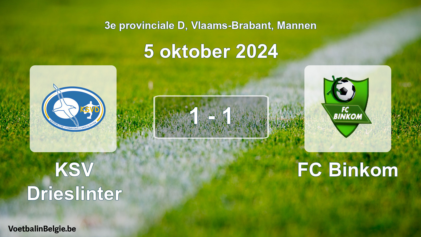 Gespeelde wedstrijd mannenvoetbal: KSV Drieslinter - FC Binkom 1 - 1 (5 oktober 2024)