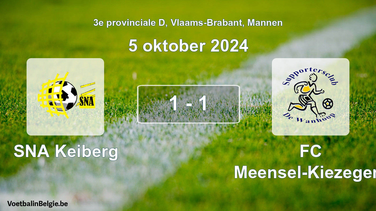 Gespeelde wedstrijd mannenvoetbal: SNA Keiberg - FC Meensel-Kiezegem 1 - 1 (5 oktober 2024)