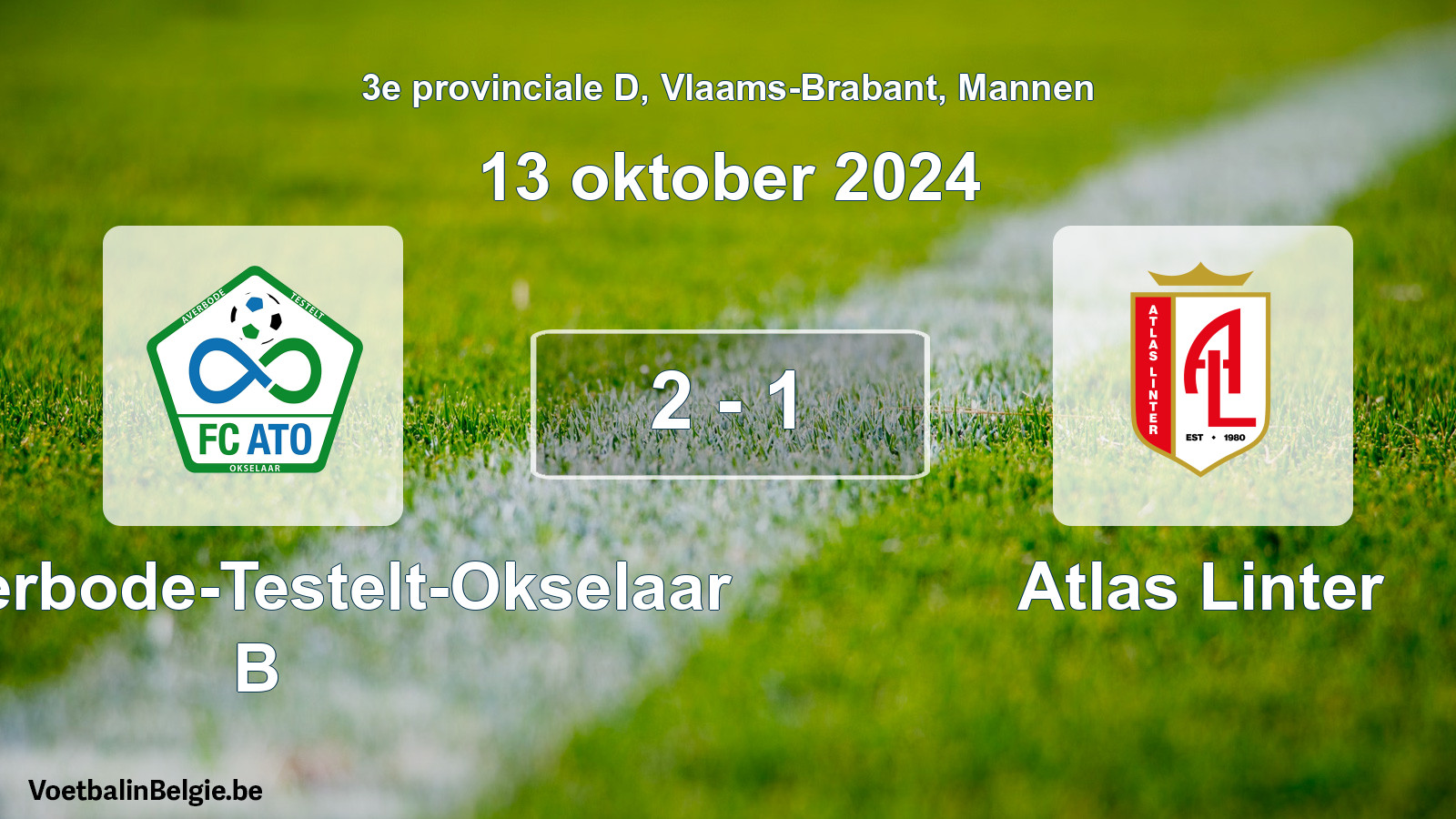 Gespeelde wedstrijd mannenvoetbal: FC Averbode-Testelt-Okselaar B - Atlas Linter 2 - 1 (13 oktober 2024)