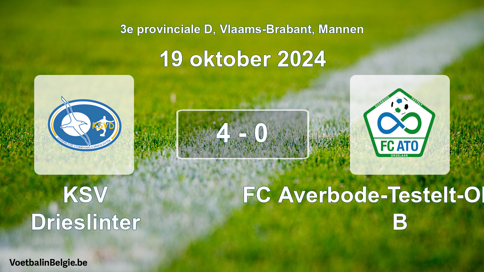 Gespeelde wedstrijd mannenvoetbal: KSV Drieslinter - FC Averbode-Testelt-Okselaar B 4 - 0 (19 oktober 2024)