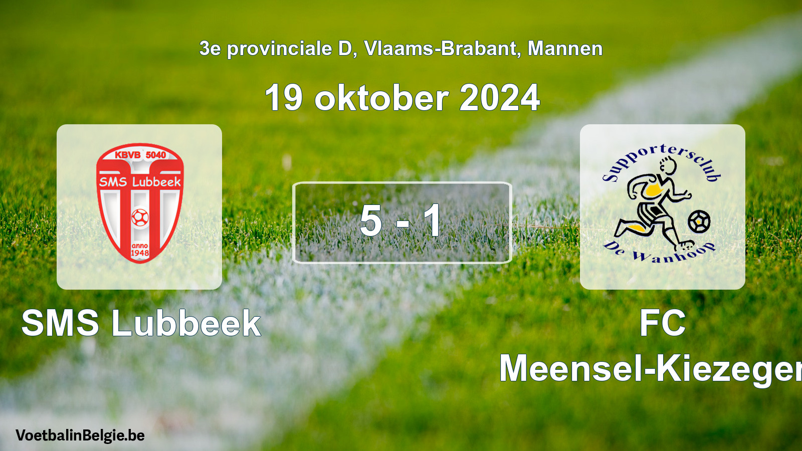 Gespeelde wedstrijd mannenvoetbal: SMS Lubbeek - FC Meensel-Kiezegem 5 - 1 (19 oktober 2024)