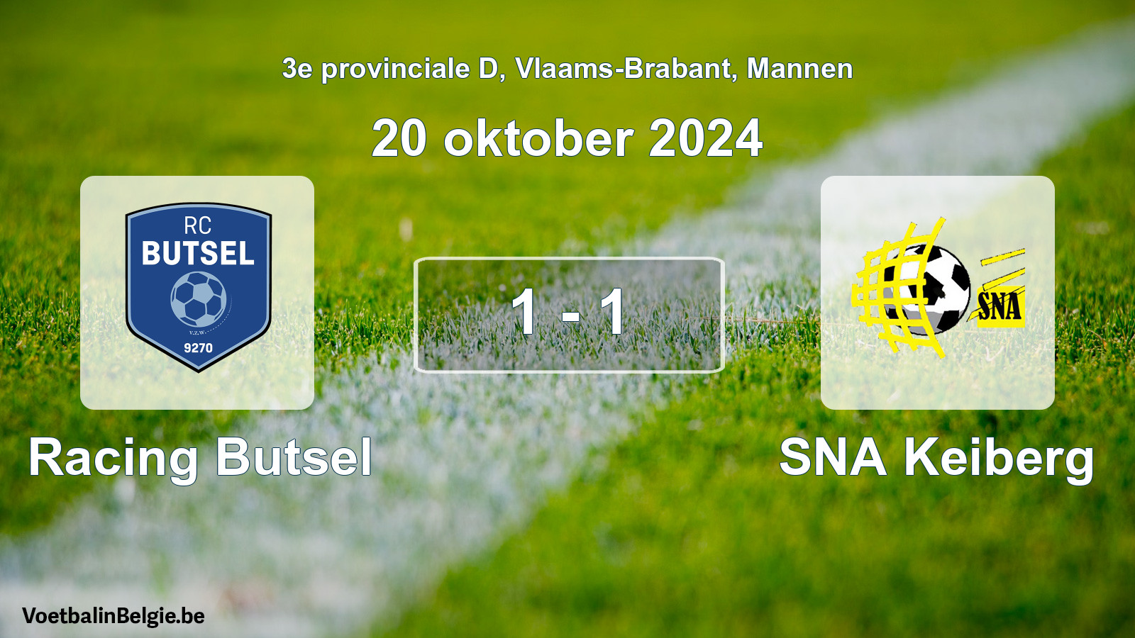 Gespeelde wedstrijd mannenvoetbal: Racing Butsel - SNA Keiberg 1 - 1 (20 oktober 2024)