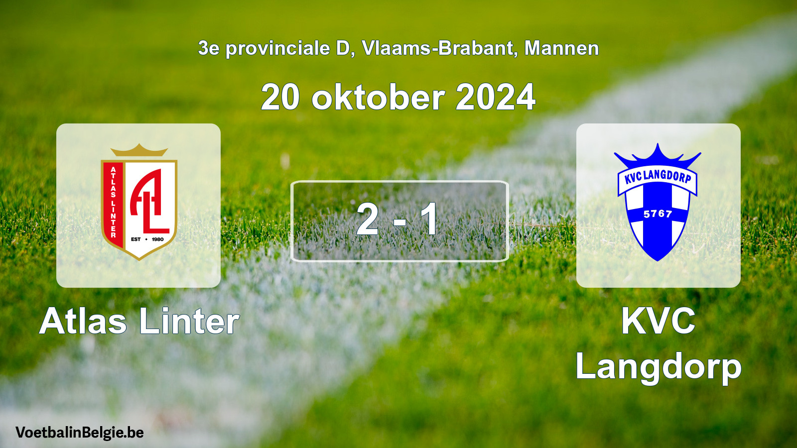 Gespeelde wedstrijd mannenvoetbal: Atlas Linter - KVC Langdorp 2 - 1 (20 oktober 2024)