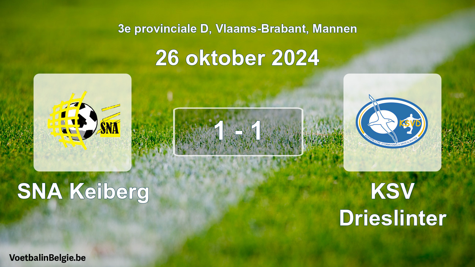 Gespeelde wedstrijd mannenvoetbal: SNA Keiberg - KSV Drieslinter 1 - 1 (26 oktober 2024)