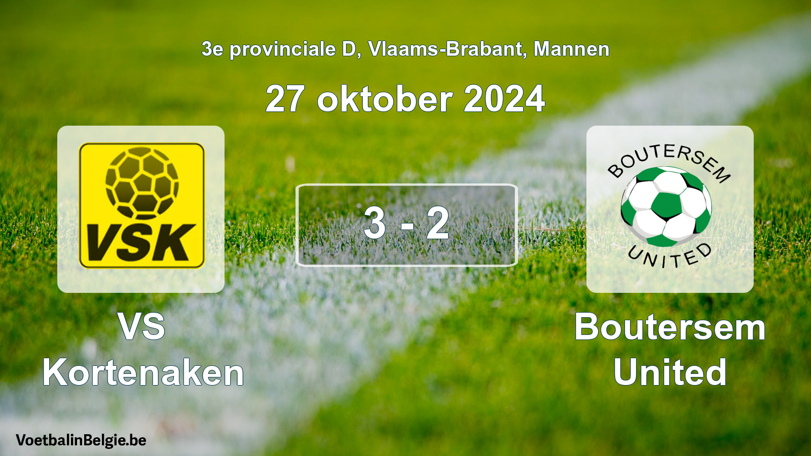 Gespeelde wedstrijd mannenvoetbal: VS Kortenaken - Boutersem United 3 - 2 (27 oktober 2024)