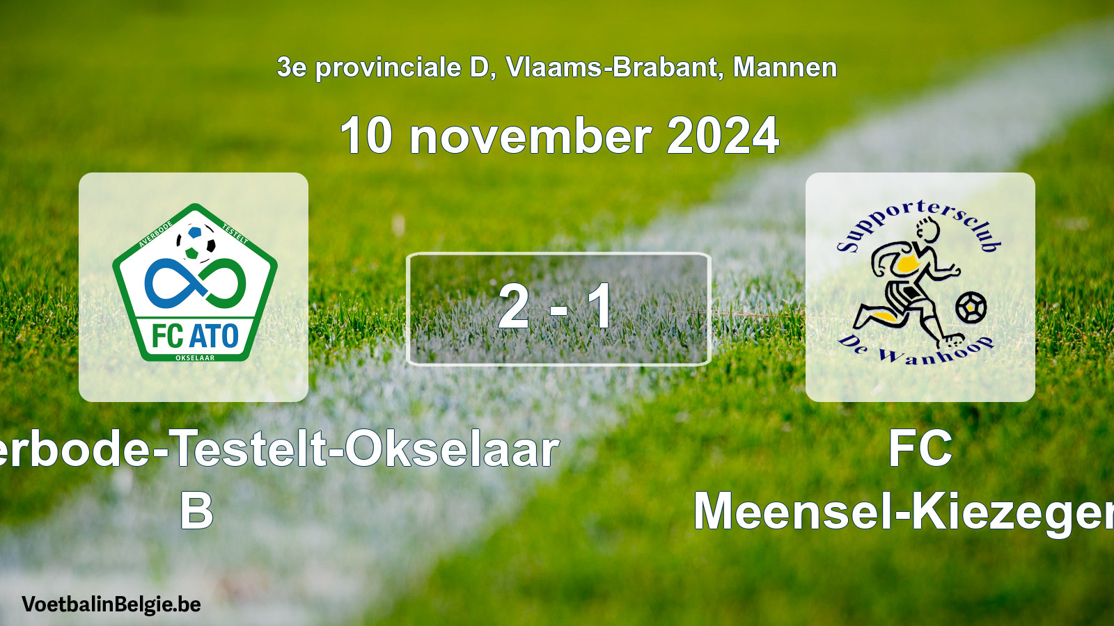 Gespeelde wedstrijd mannenvoetbal: FC Averbode-Testelt-Okselaar B - FC Meensel-Kiezegem 2 - 1 (10 november 2024)