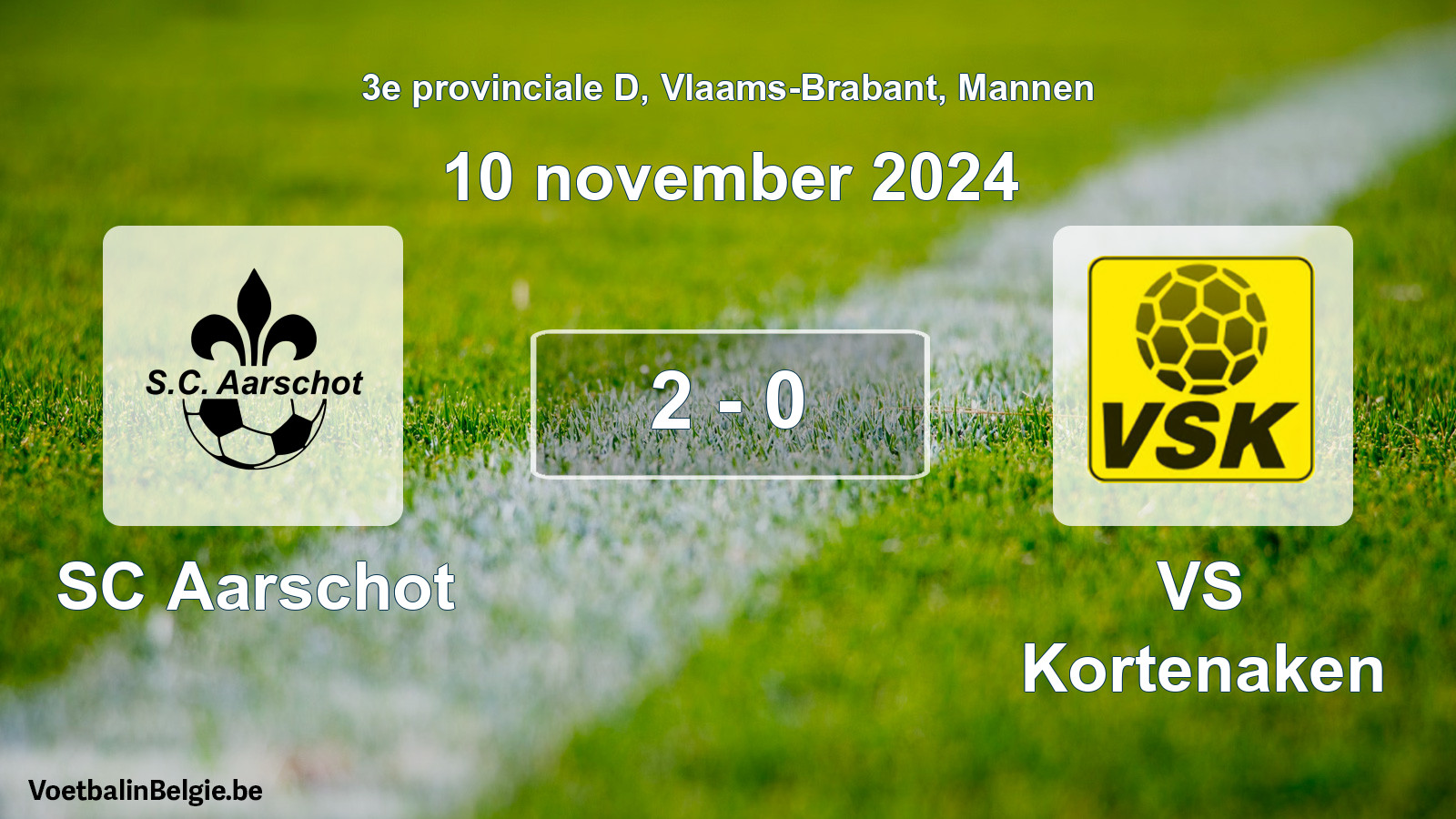 Gespeelde wedstrijd mannenvoetbal: SC Aarschot - VS Kortenaken 2 - 0 (10 november 2024)
