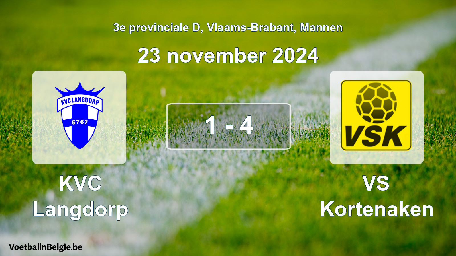 Gespeelde wedstrijd mannenvoetbal: KVC Langdorp - VS Kortenaken 1 - 4 (23 november 2024)