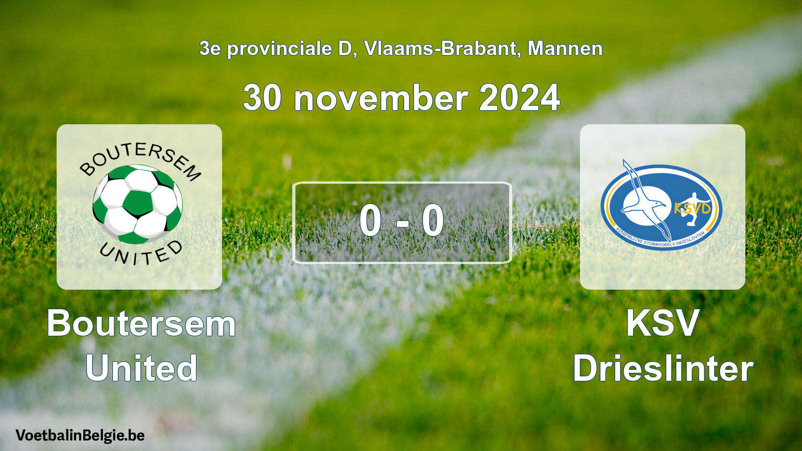 Gespeelde wedstrijd mannenvoetbal: Boutersem United - KSV Drieslinter 0 - 0 (30 november 2024)