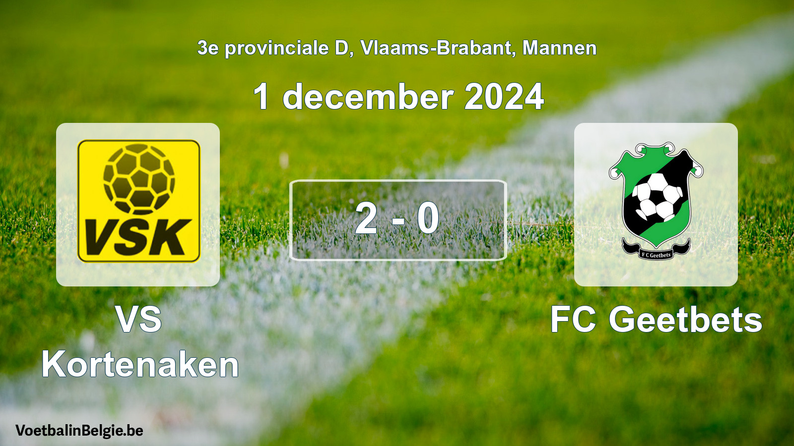 Gespeelde wedstrijd mannenvoetbal: VS Kortenaken - FC Geetbets 2 - 0 (1 december 2024)