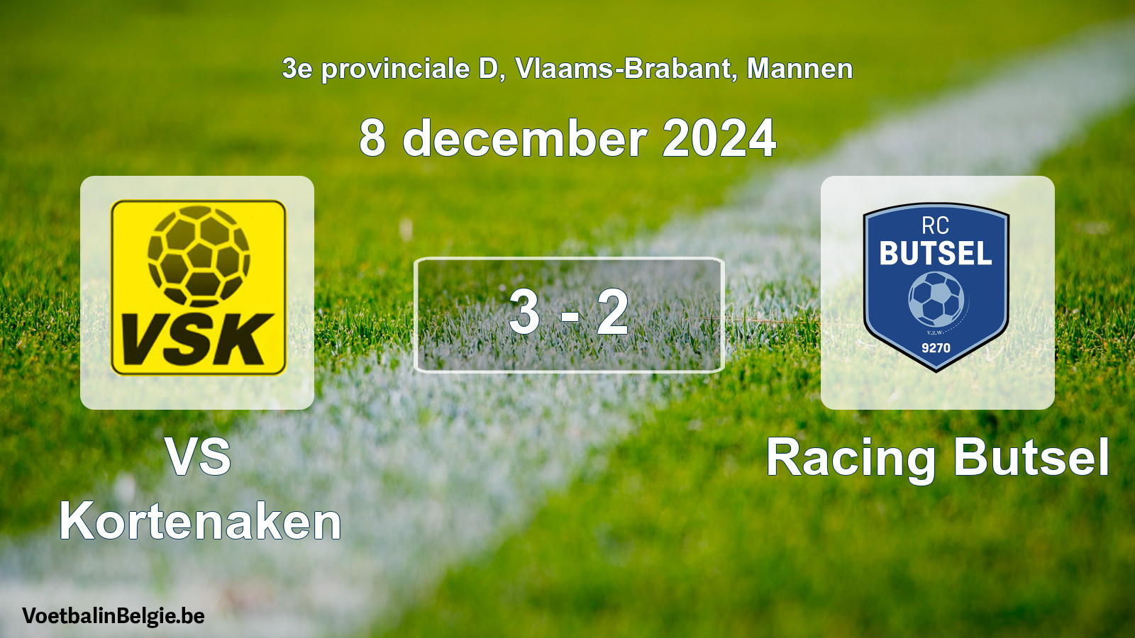 Gespeelde wedstrijd mannenvoetbal: VS Kortenaken - Racing Butsel 3 - 2 (8 december 2024)