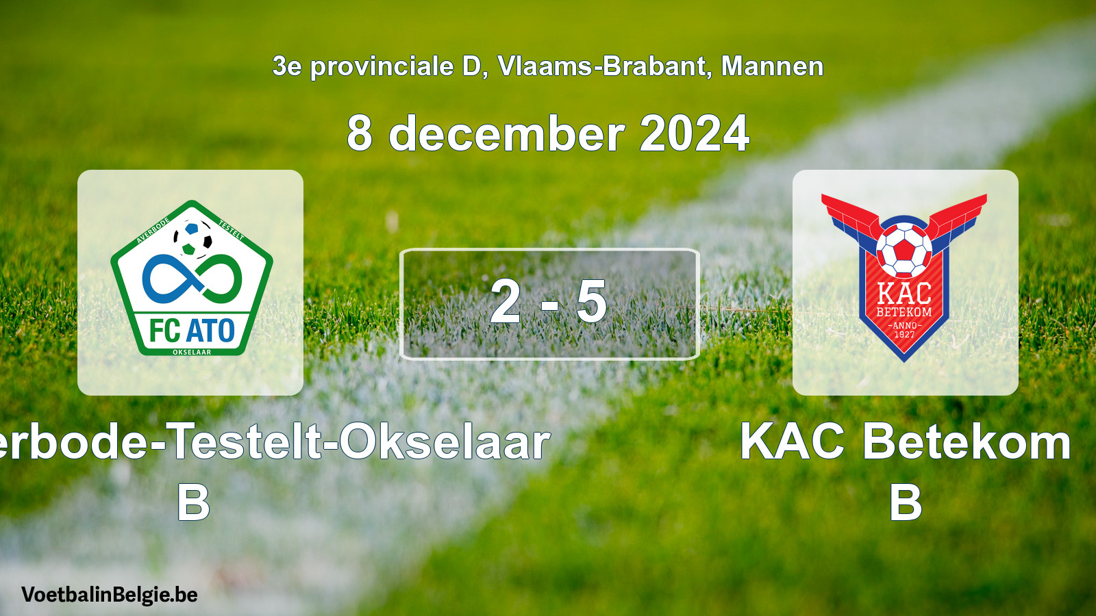 Gespeelde wedstrijd mannenvoetbal: FC Averbode-Testelt-Okselaar B - KAC Betekom B 2 - 5 (8 december 2024)