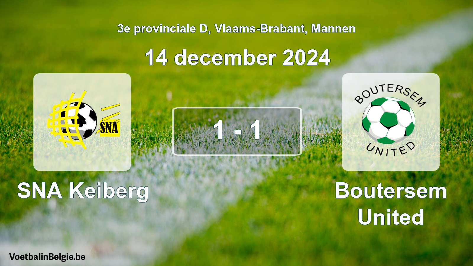 Gespeelde wedstrijd mannenvoetbal: SNA Keiberg - Boutersem United 1 - 1 (14 december 2024)