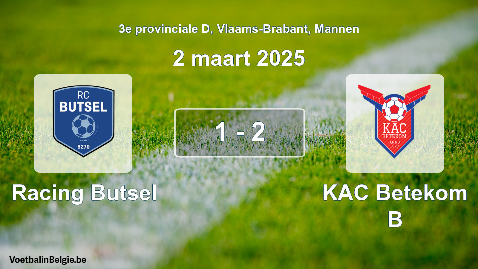 Gespieltes Spiel männer-Fußball: Racing Butsel - KAC Betekom B 1 - 2 (2 März 2025)