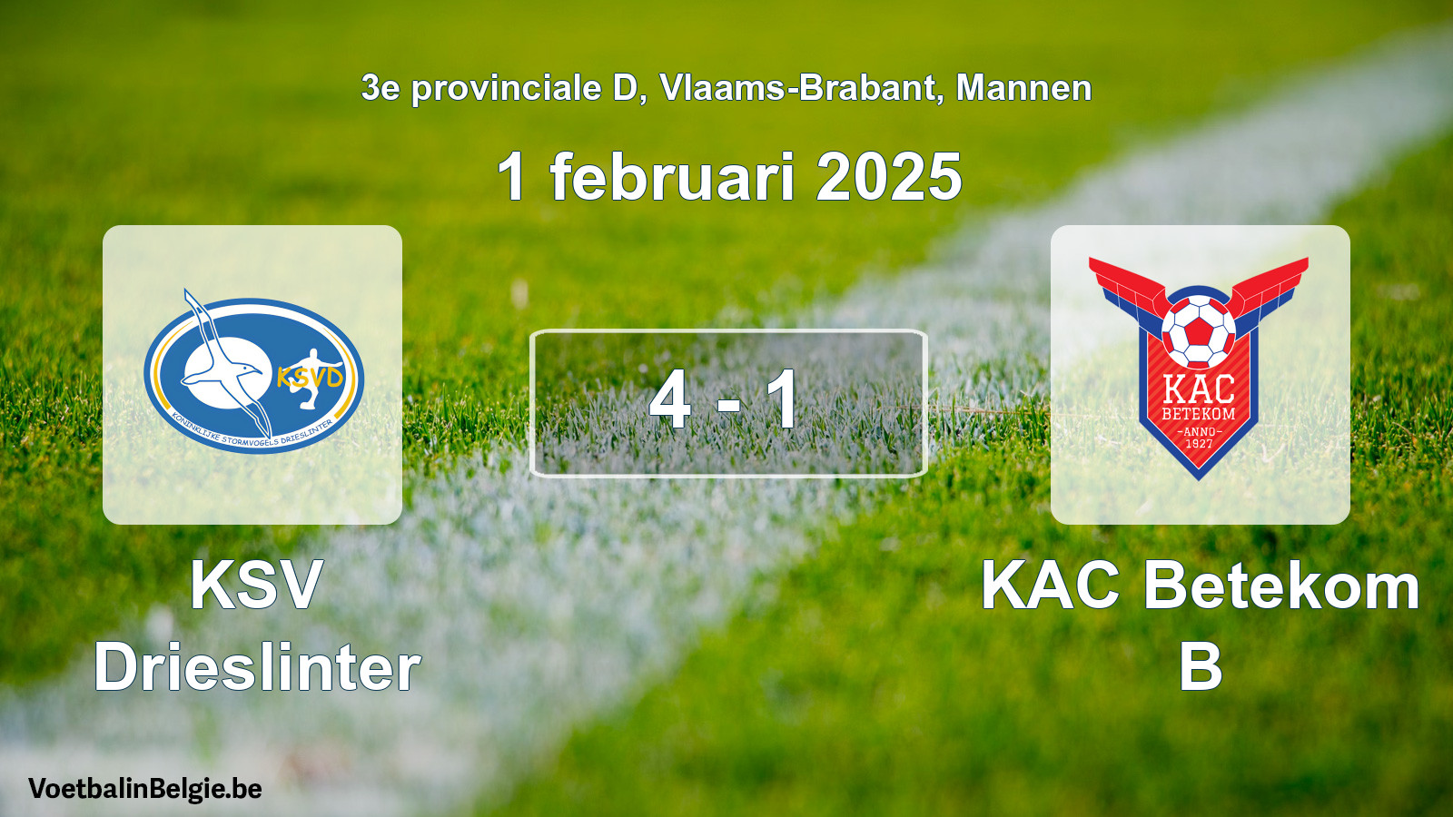 Gespieltes Spiel männer-Fußball: KSV Drieslinter - KAC Betekom B 4 - 1 (1 Februar 2025)