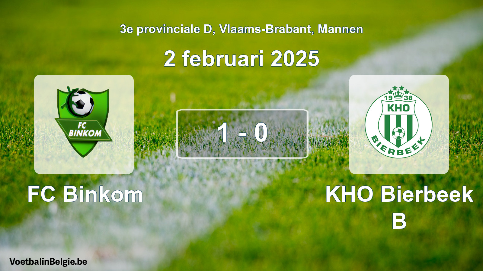 Gespeelde wedstrijd mannenvoetbal: FC Binkom - KHO Bierbeek B 1 - 0 (2 februari 2025)