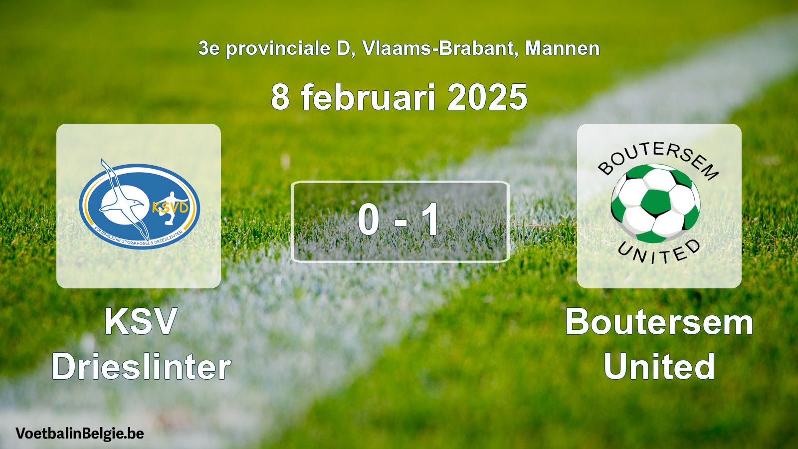 Gespeelde wedstrijd mannenvoetbal: KSV Drieslinter - Boutersem United 0 - 1 (8 februari 2025)