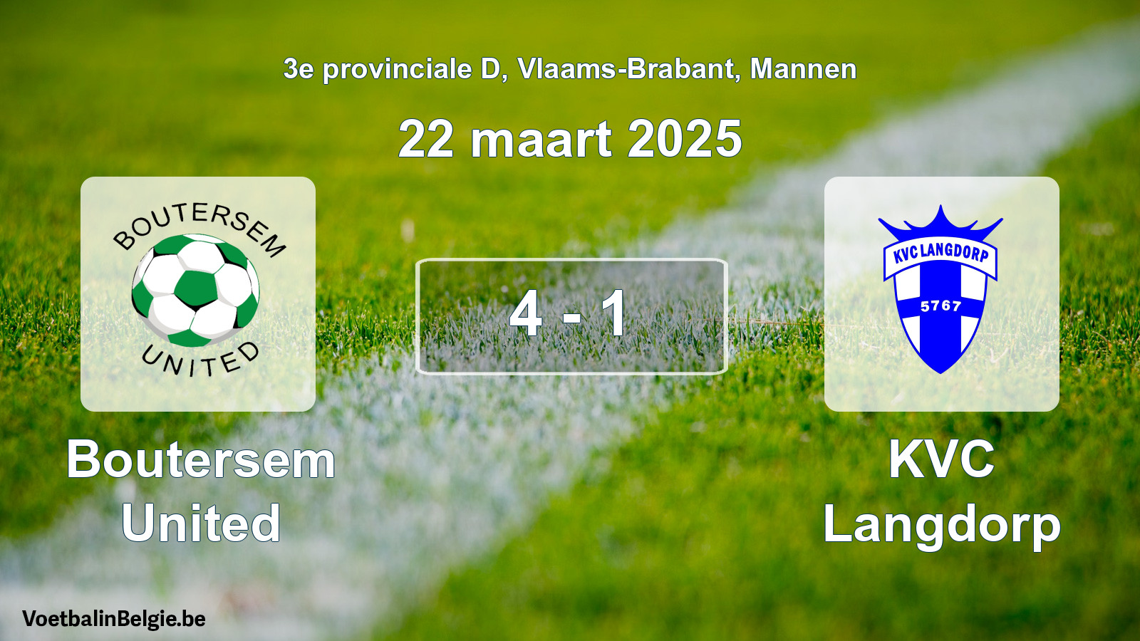 Gespeelde wedstrijd mannenvoetbal: Boutersem United - KVC Langdorp 4 - 1 (22 maart 2025)