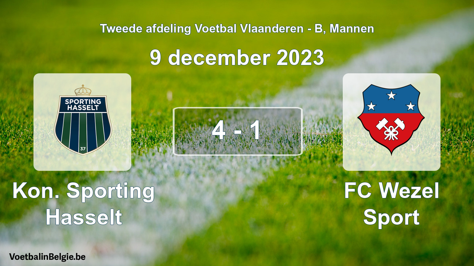 Gespeelde wedstrijd mannenvoetbal: Kon. Sporting Hasselt - FC Wezel Sport 4 - 1 (9 december 2023)