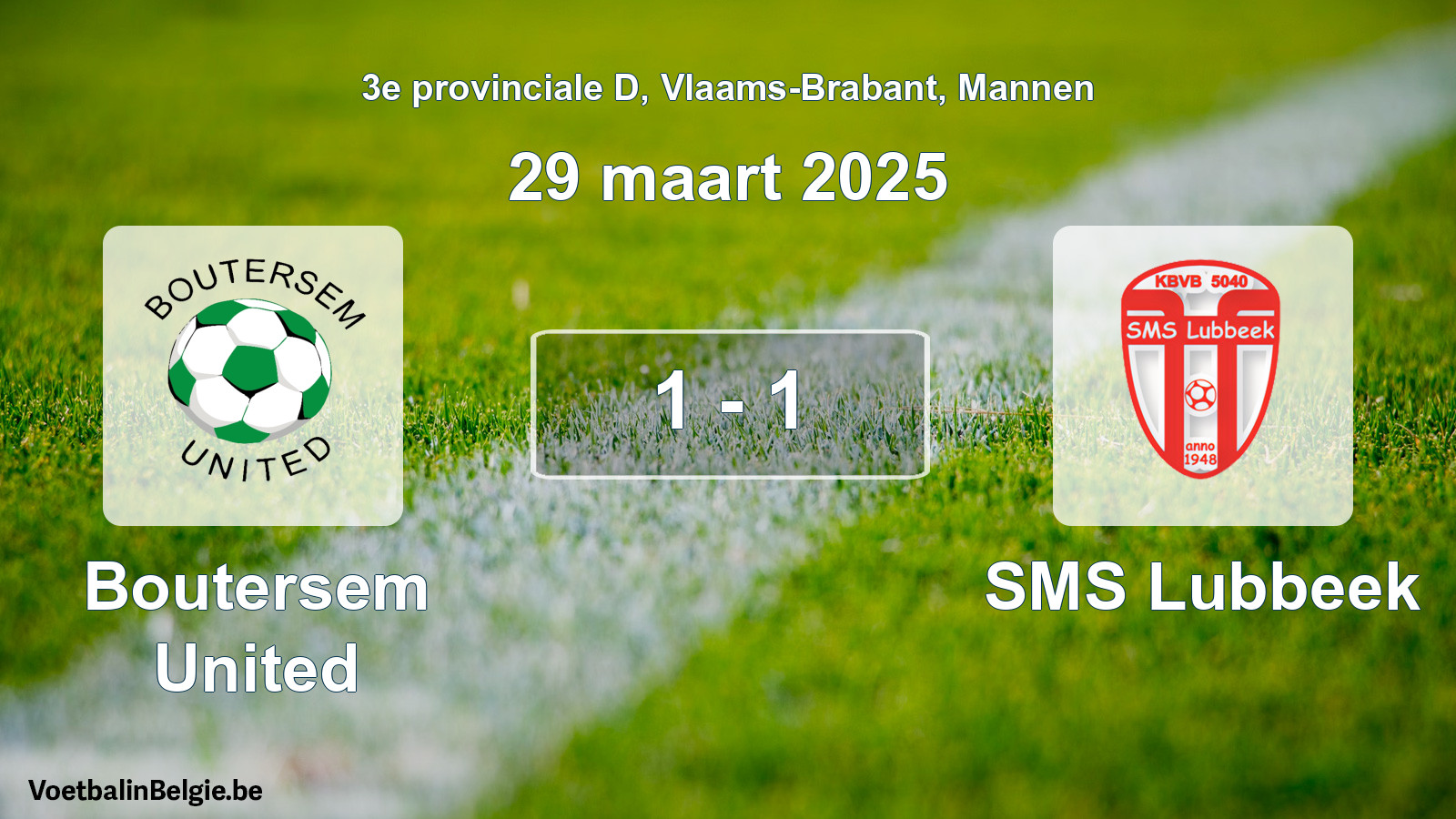Gespieltes Spiel männer-Fußball: Boutersem United - SMS Lubbeek 1 - 1 (29 März 2025)